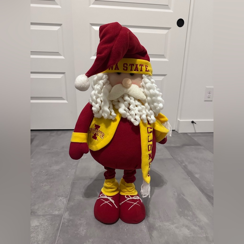 Iowa state cute Santa Claus Christmas stretch legs figurine
